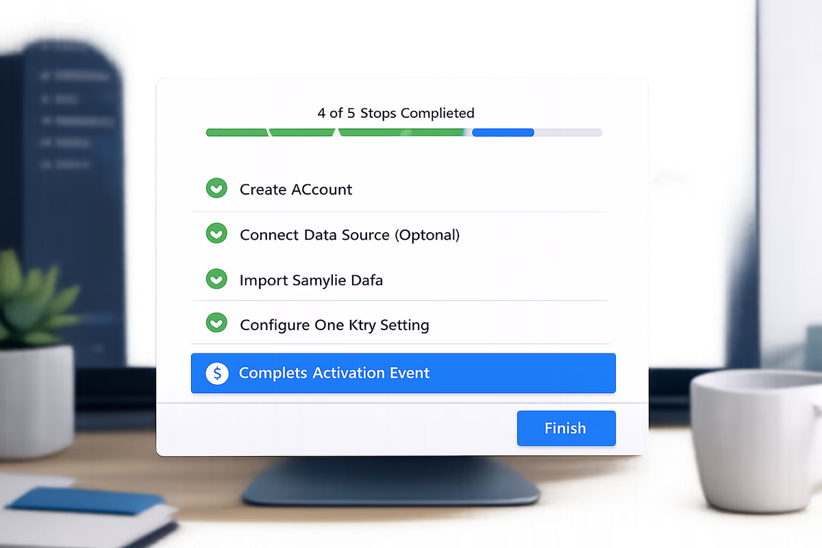 Minimal onboarding steps leading to activation event.