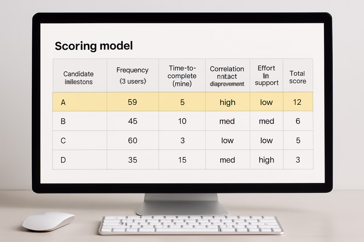 Scoring table to choose the best activation milestones